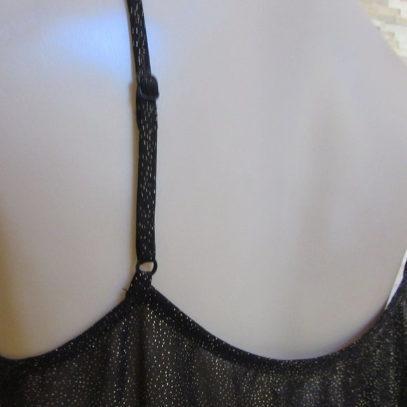 New Band of Gypsies Black & Gold Spaghetti Strap Sheer Blouse in Size Large - Picture 5 of 7